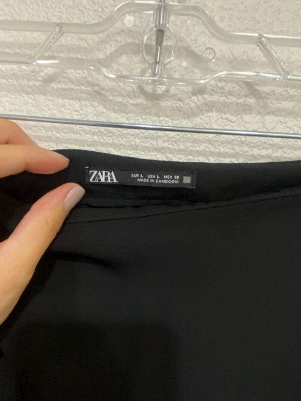 Zara Asymmetric Midi Skirt Split Hem Minimalist Black Large - Picture 8 of 8